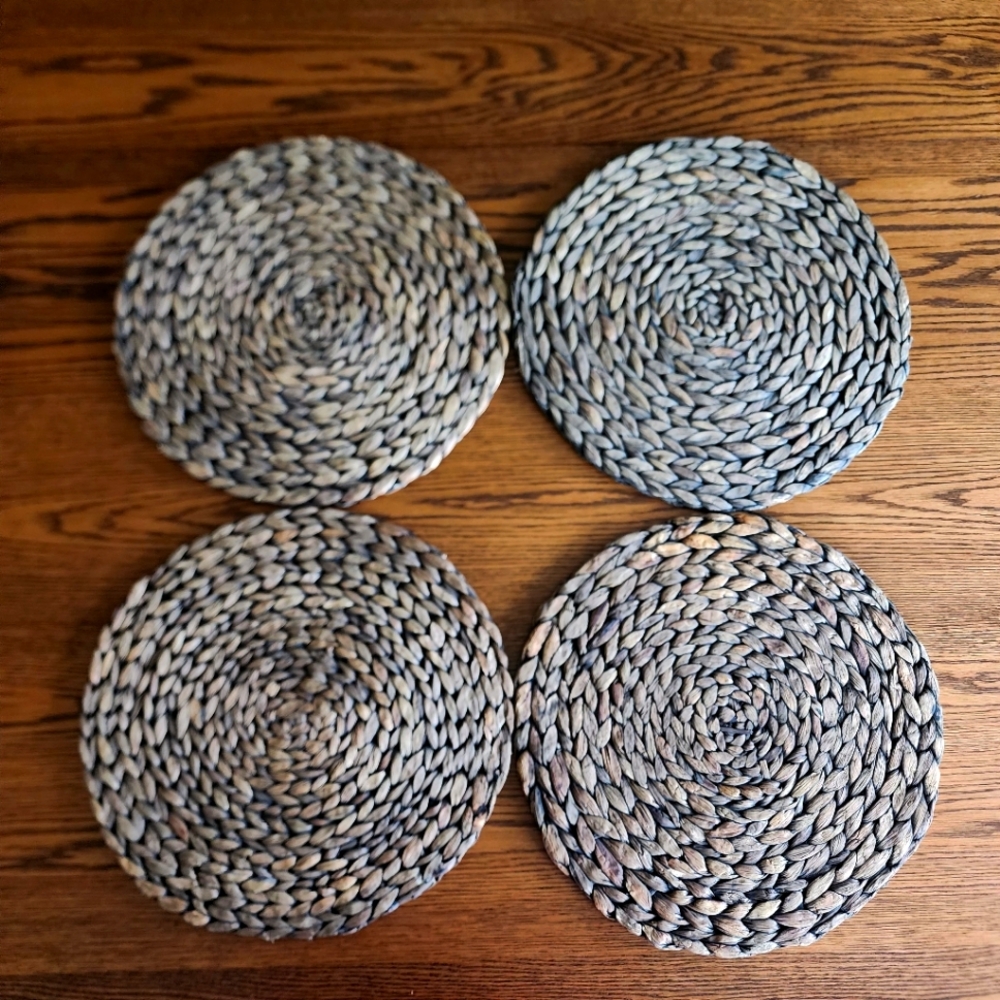 Round Woven Rattan Placemats, Set of 4